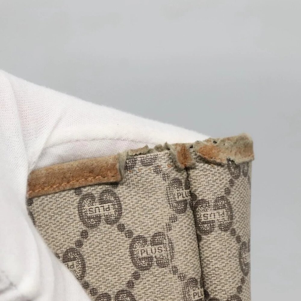 GUCCI GG Plus Supreme Web Sherry Line Tote Bag PVC Beige Gold Auth BA5355 - Picture 10 of 15